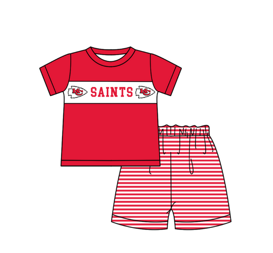 ( Moq 5 ) Baby Boys Toddler Short Sleeves KC Shirt Stripes Shorts Team Summer Set