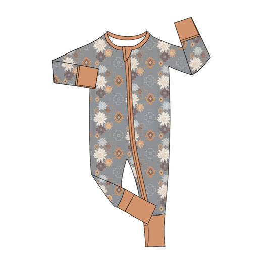 Baby Girl Western Flower Zipper Romper