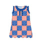 ( Moq 5 Each Style ) Sibling Baby Girls Kids Bows Flags Flower 4th of July Knee Length Dresses