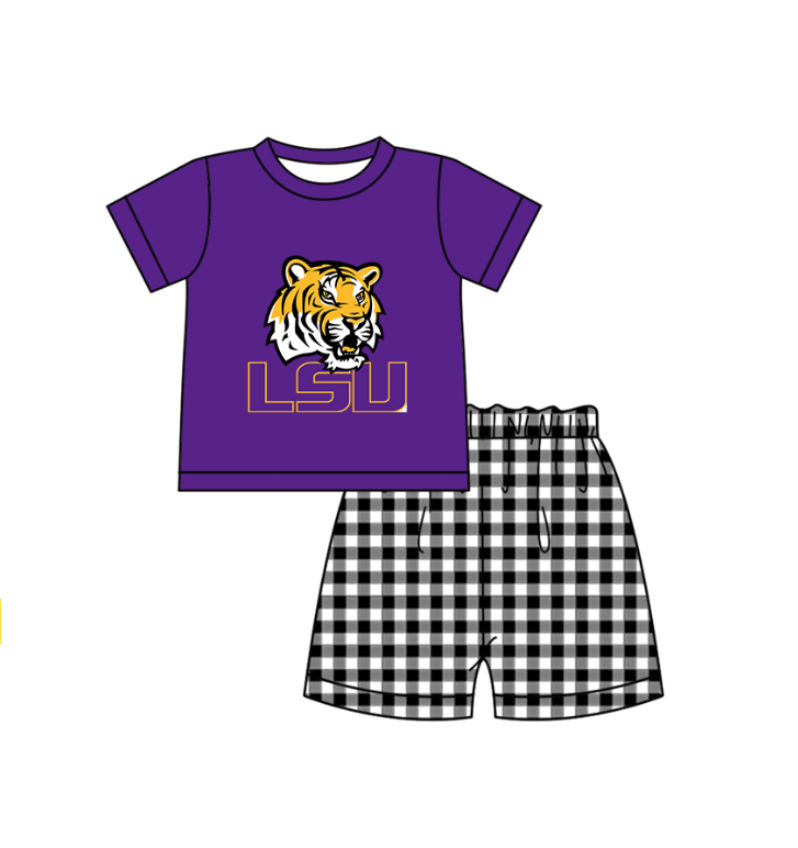 ( Moq 5 Each Style ) Baby Boys Girls Kids Tiger Plaid Team Sibling Rompers Dress Sets