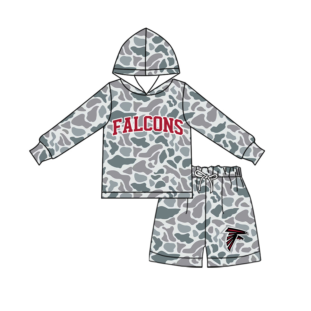 ( Moq 5 ) Baby Girls Kids Long Sleeves Hoodie Shirt Camo Shorts Team Set Clothes