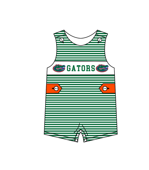 ( Moq 5 ) Baby Boys Kids Sleeveless Green Stripes Team Romper 1.29