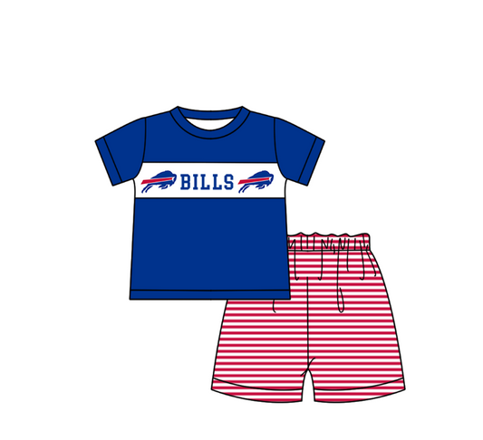 ( Moq 5 ) Baby Boys Toddler Short Sleeves Bull Shirt Stripes Shorts Team Summer Set