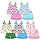 ( Moq 5 Each Style ) Sibling Baby Girls Kids Sleeveless Bows Ducks Tops Shorts Sets Summer Clothes