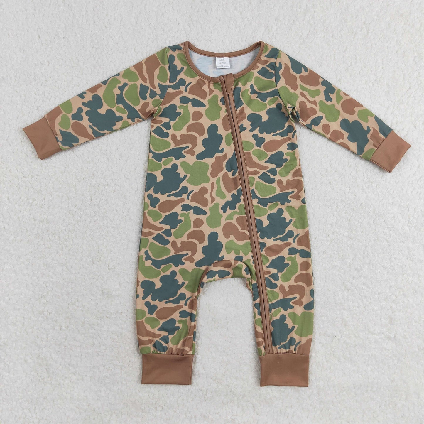 Baby Boy Long Sleeves Camo Zipper Bamboo Romper