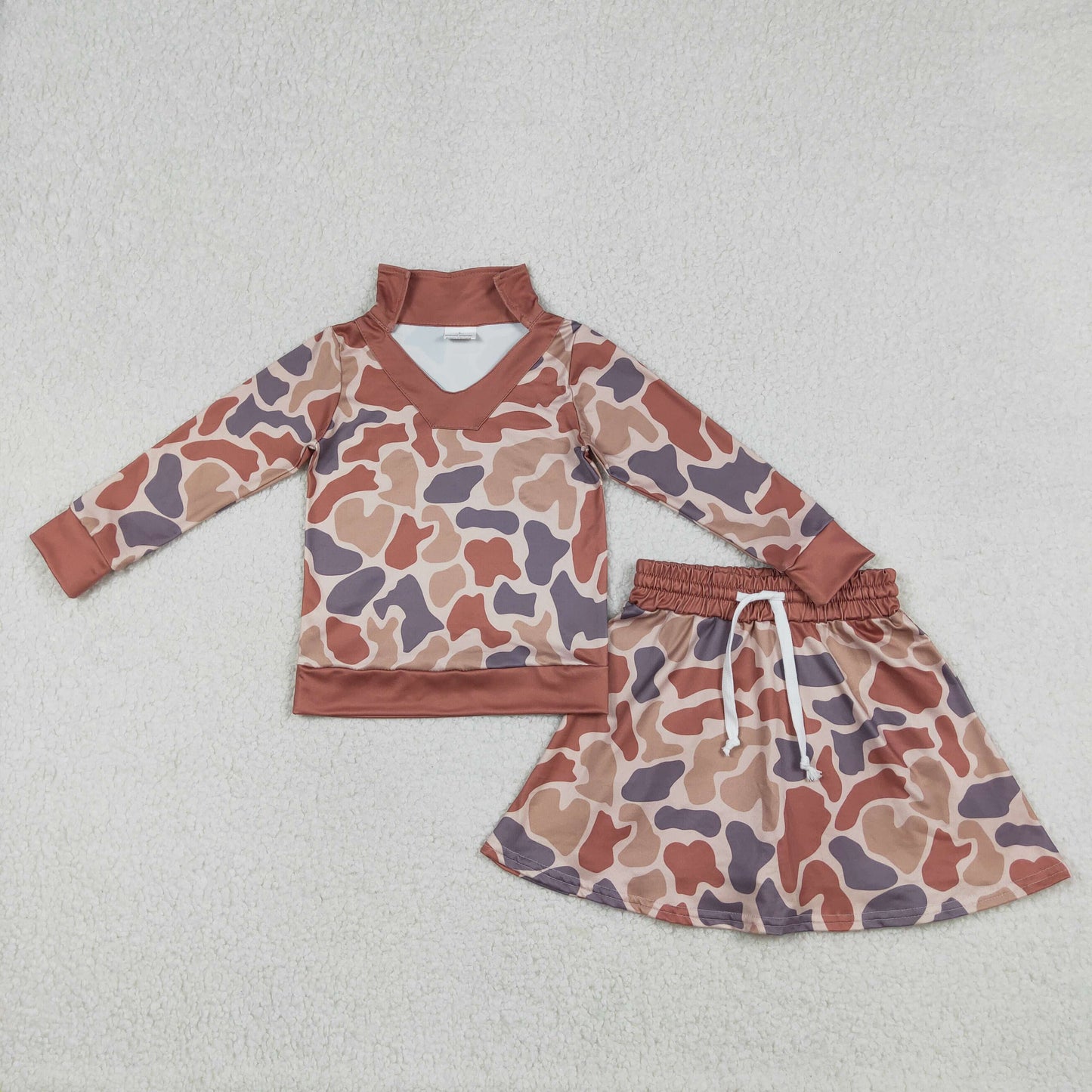 Baby Girls Kids Long Sleeves Shirt Skirt Shorts Clothes Camo Set RTS