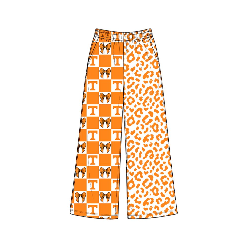 ( Moq 5 ) Preorder Adult Women Bows Orange Leopard Pockets Pants Bottoms Team Clothes