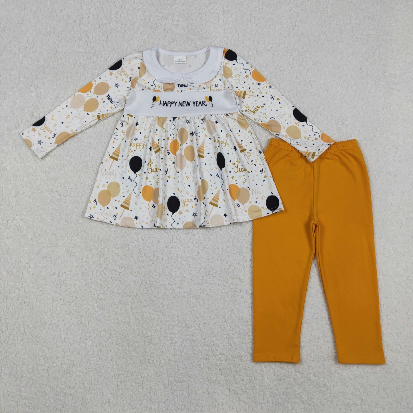 Boys Kids Embroidery Happy New Year Balloons Shirt Pants Clothes Set RTS