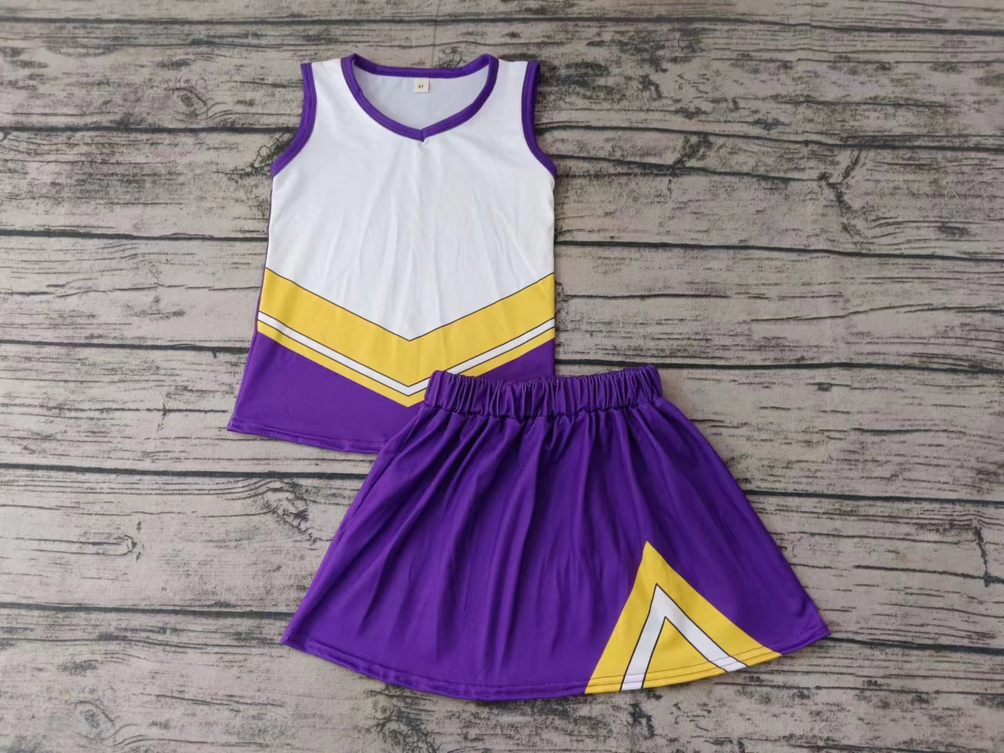 Moq 5 Baby Girl Sleeveless Team Shirt Purple Skirt Set