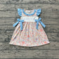Baby Girls Kids Short Sleeves Mama's MIni Flower Bows Knee Length Dress RTS