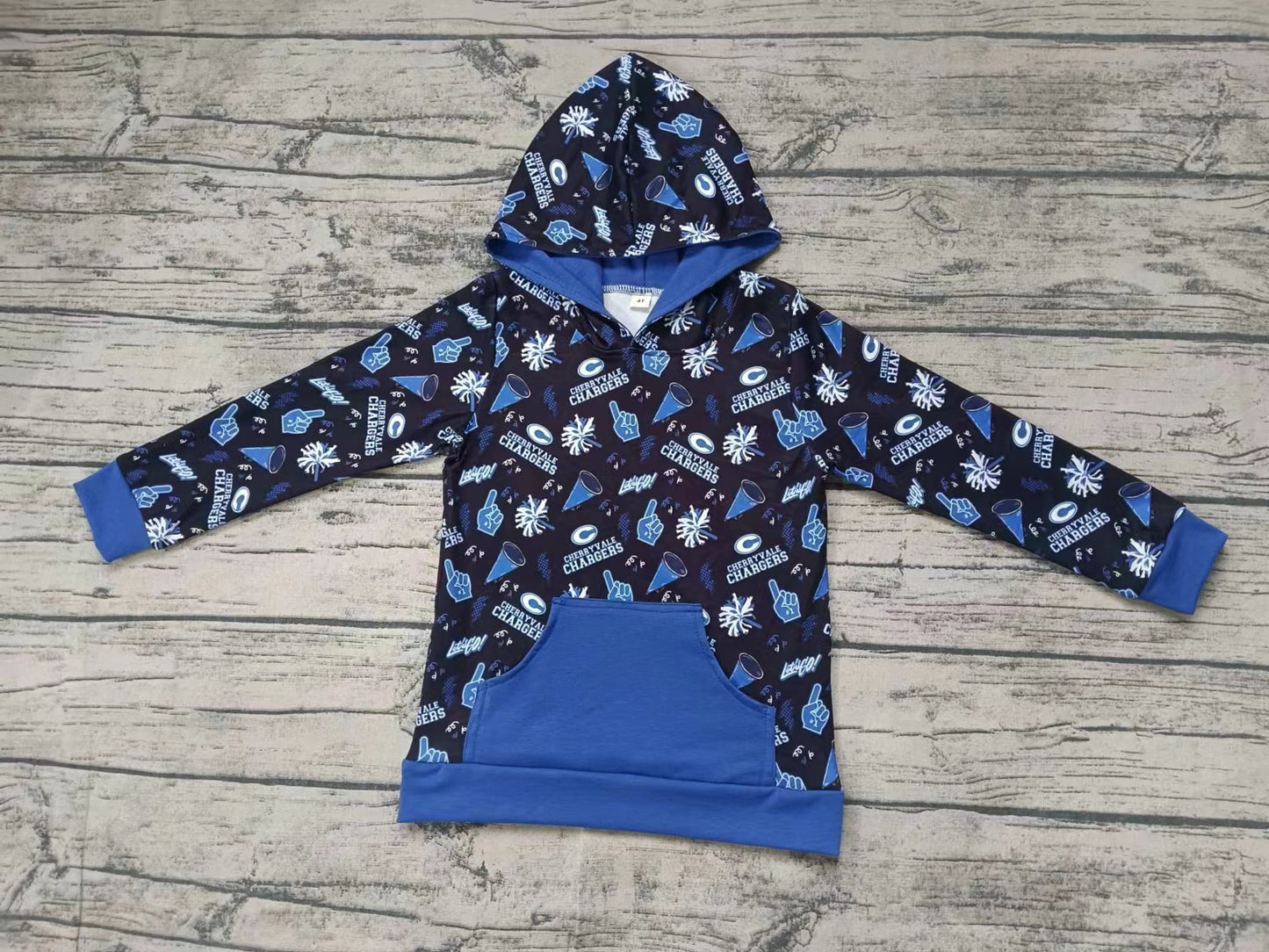 Baby Boy Blue Long Sleeves Hoodie Pocket Team Shirt Tops