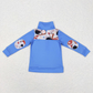 BT0466 Baby Boy Long Sleeves Baseball Blue Zipper Shirt