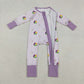 Kids Girls Infant Long Sleeves Donuts Boots Mardi Gras Purple Zipper Romper RTS