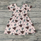 Promotion Baby Girl Western Cow Cactus Short Sleeves Dress