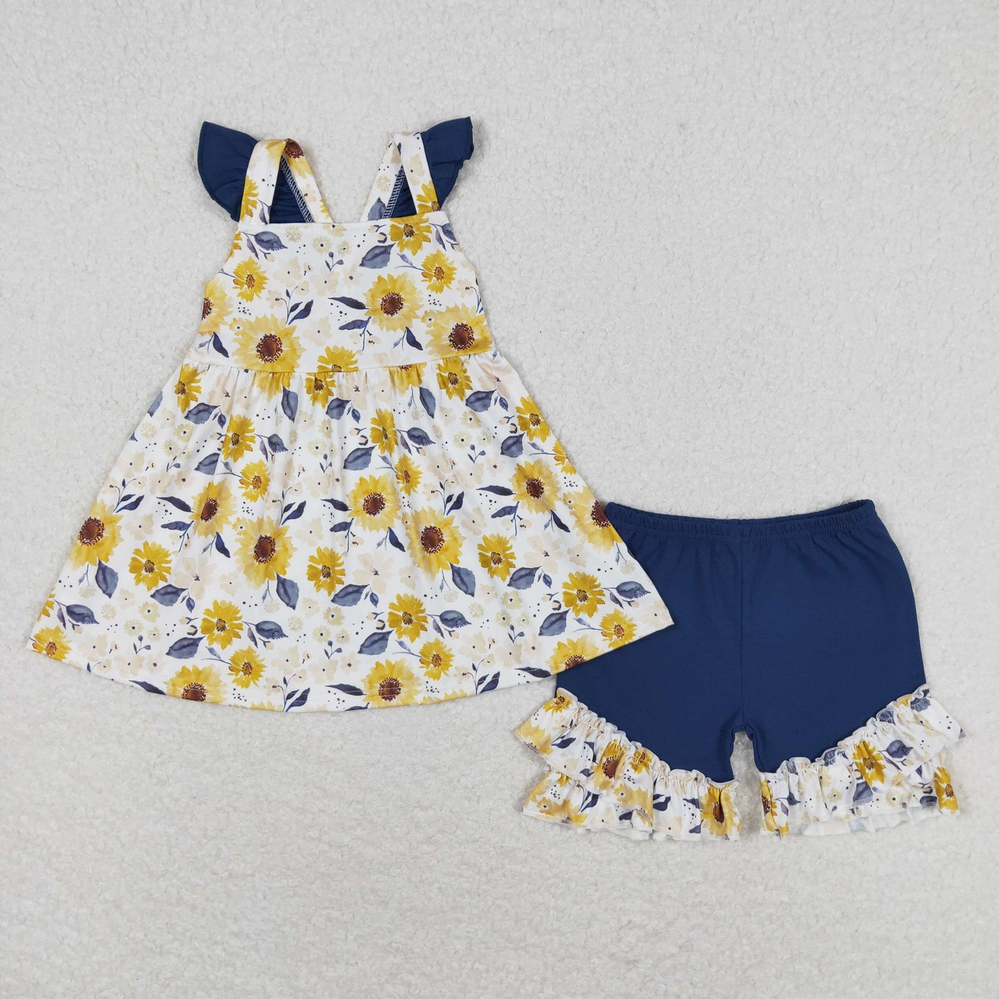 Baby Girl Short Sleeves Flower Sibling Romper Set