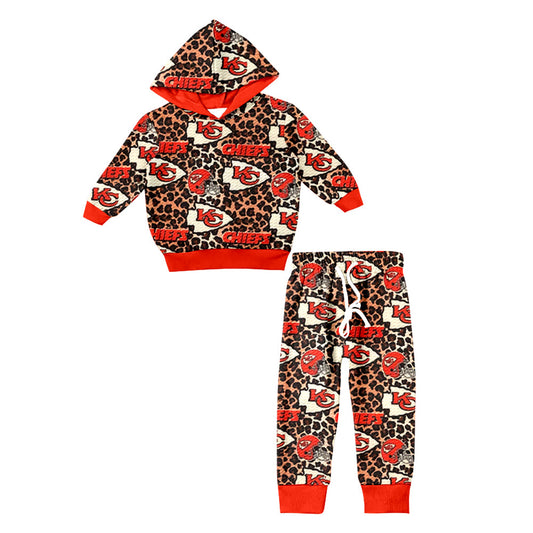 Baby Kids Toddler KC Leopard Hoodie Shirt Pants Team Clothes Set