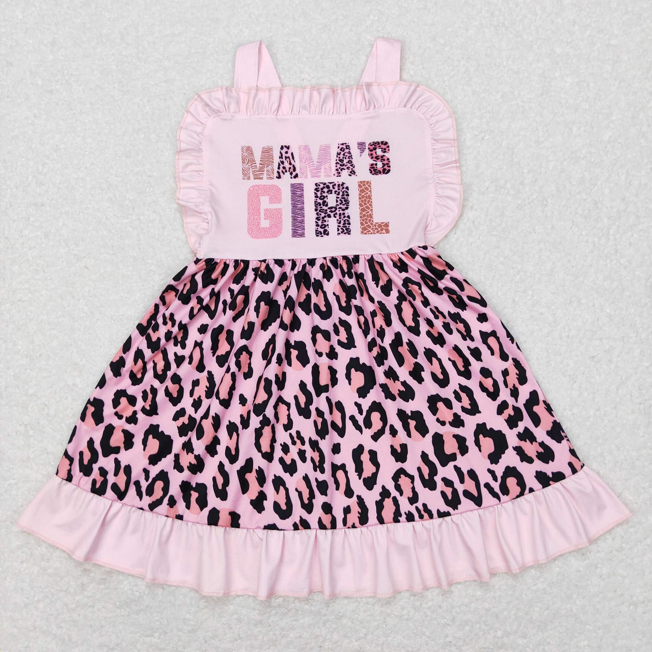 SR0596 Baby Kids Mama's Girl Leopard Pink Romper