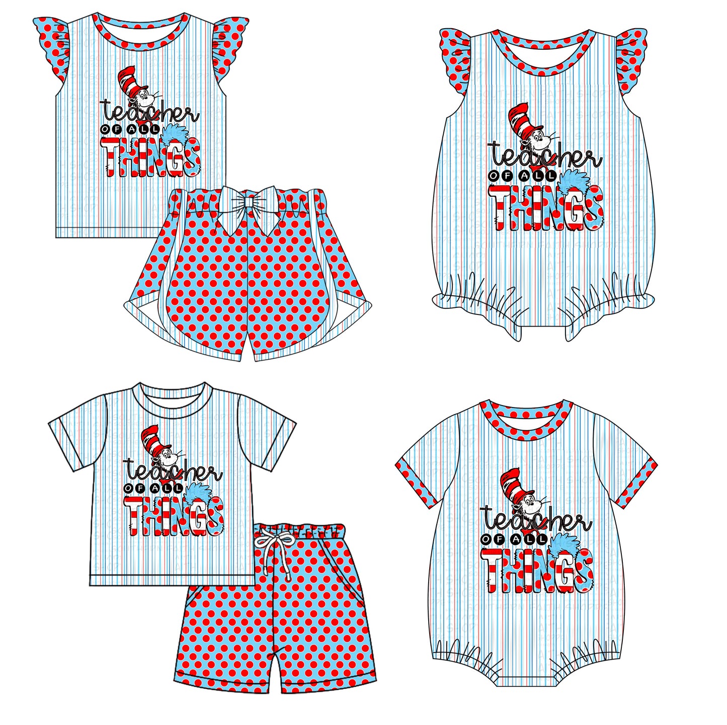Baby Boy Girl Short Sleeves Dr Reading Sibling Romper Clothes Set ( Moq 5 Each style ) 11.26