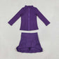 Baby Girls Kids Long Sleeves Zipper Cardigan Skirt Shorts Purple Set Yoga Active Clothes RTS