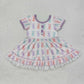 Baby Girl Short Sleeves Easter Rabbits Knee Length Dress