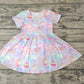 Promotion Baby Girl Rainbow Unicorn Short Sleeves Dress