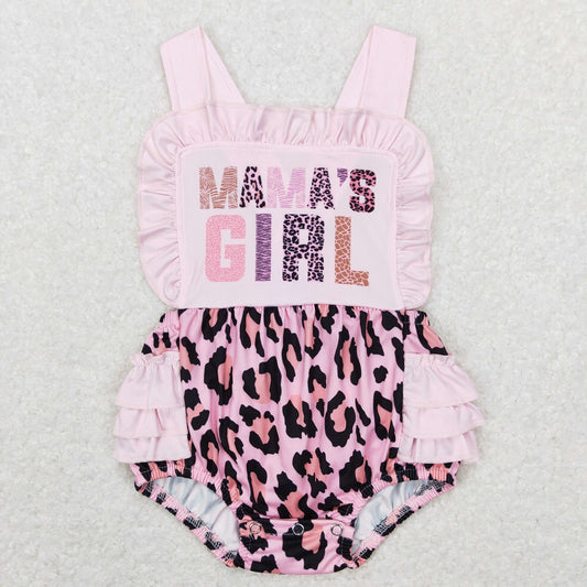 SR0596 Baby Kids Mama's Girl Leopard Pink Romper