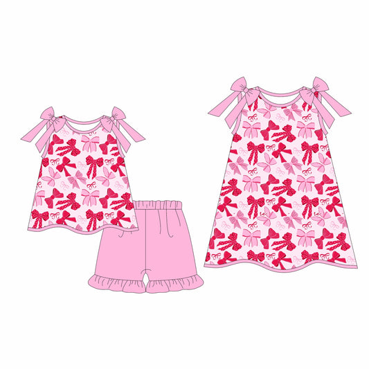 Baby Girl Pink Straps Bows Sibling Dress Set ( Moq 5 Each Style ) 3.17