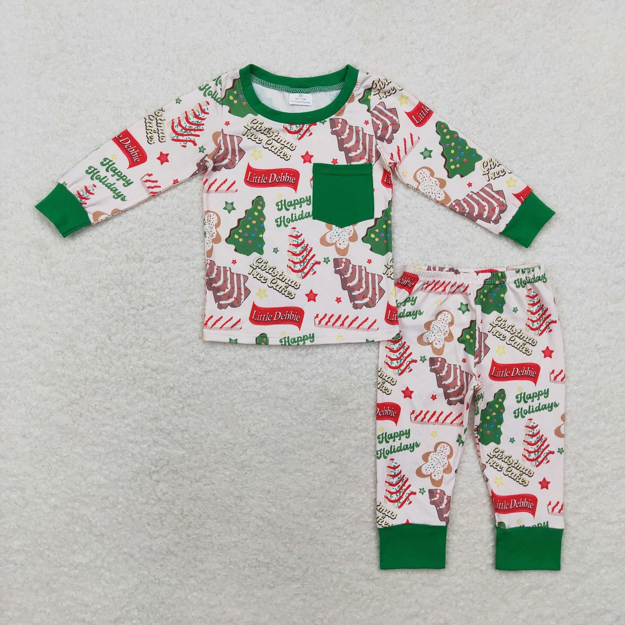 Baby Boy Christmas Tree Pocket Shirt Pants Pajamas Set