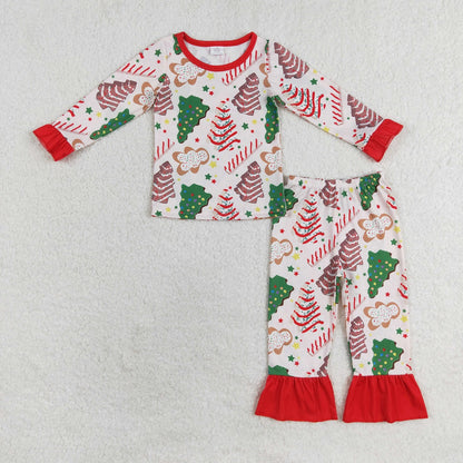 Baby Girl Christmas Tree Cake Shirt Pant Pajamas Bamboo Set