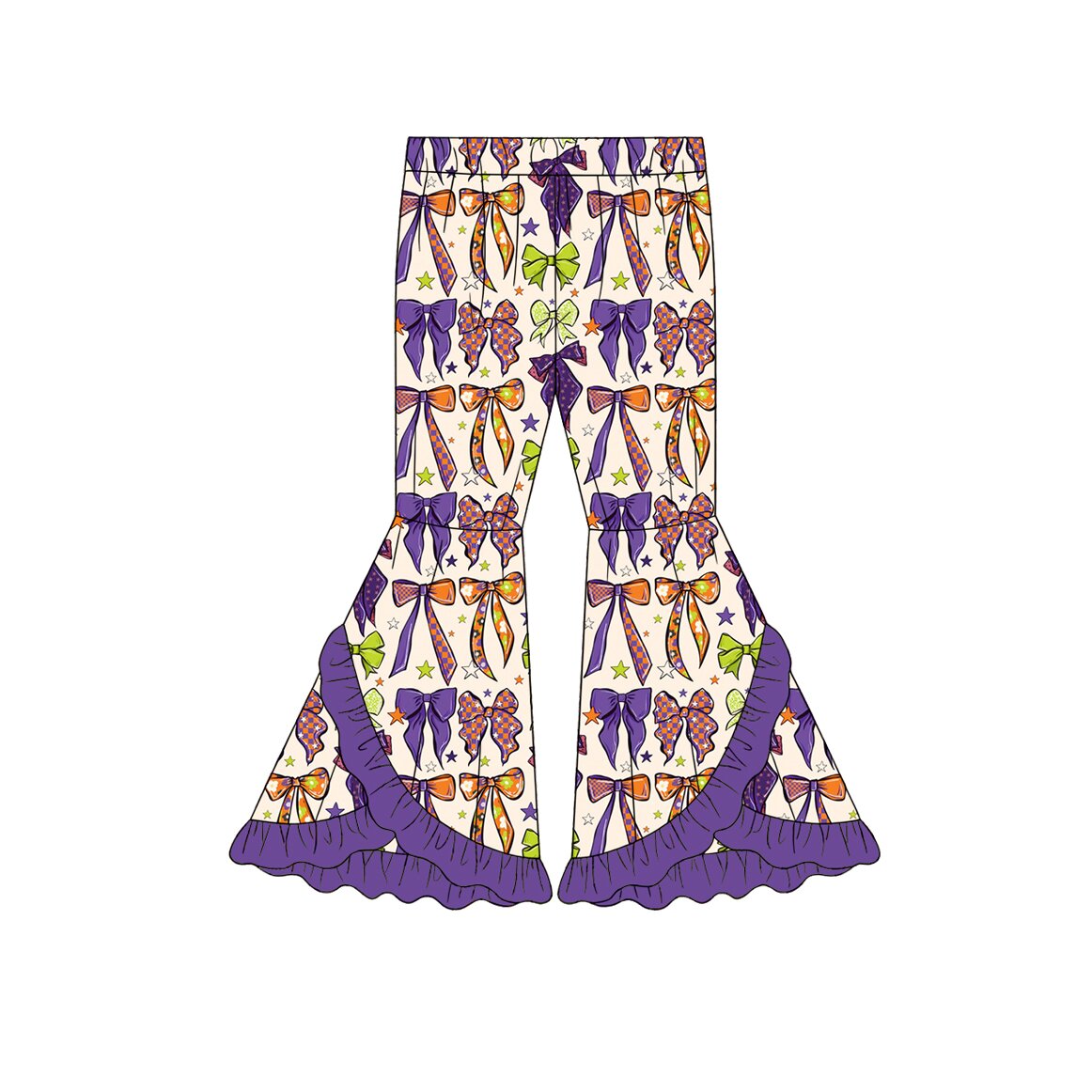 ( Moq 5 ) Baby Girls Kids Halloween Bows Purple Ruffle Bell Pants Bottoms Clothes
