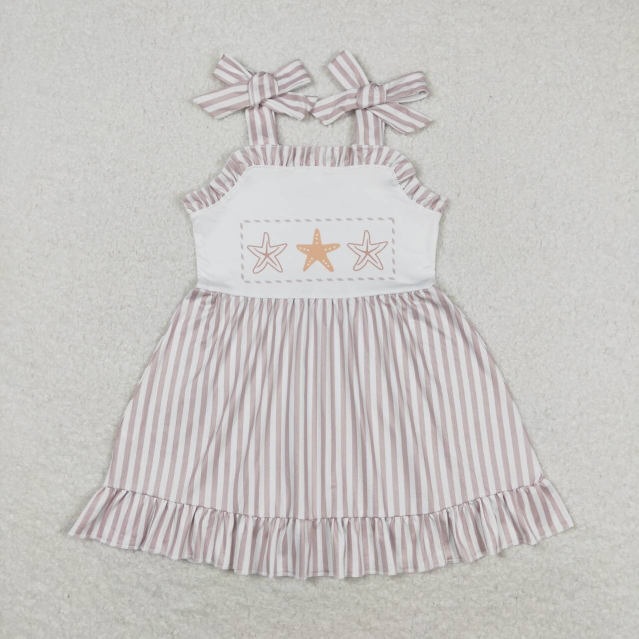 Baby Boy Girl Sibling Star Fish Stripes Dress Romper Set