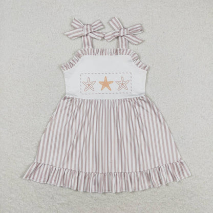 Baby Boy Girl Sibling Star Fish Stripes Dress Romper Set