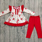 Baby Girl Long Sleeves Christmas Santa Tunic Red Pants Clothes Set RTS
