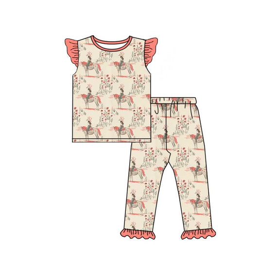 Baby Girl Short Sleeves Cowgirl Shirt Pants Pajamas Western Set Moq 5