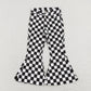 P0349 Baby Girl White Black Checkered Denim Jeans Bell Pants