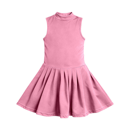 ( Moq 5 ) Preorder Baby Girls Sleeveless Pink Shorts Knee Length Yoga Active Dress