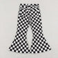 P0349 Baby Girl White Black Checkered Denim Jeans Bell Pants