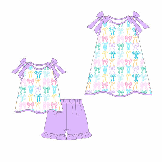 Baby Girl Purple Straps Bows Sibling Dress Set ( Moq 5 Each Style ) 3.17