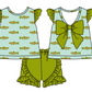 Baby Boy Girl Short Sleeves Fish Sibling Matching Dress Romper Green Clothes Set Moq 5 Each style