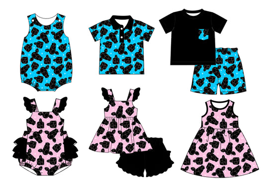 Baby Boy Girl Western Cow Sibling Dress Romper Clothes Set ( Moq 5 Each style )