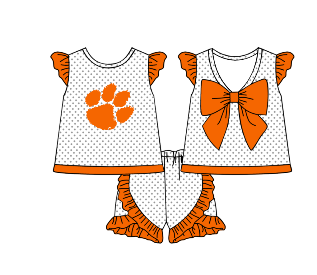 ( Moq 5 Each Style ) Baby Boys Girls Toddler Orange Plaid Sibling Shorts Sets Team Clothing