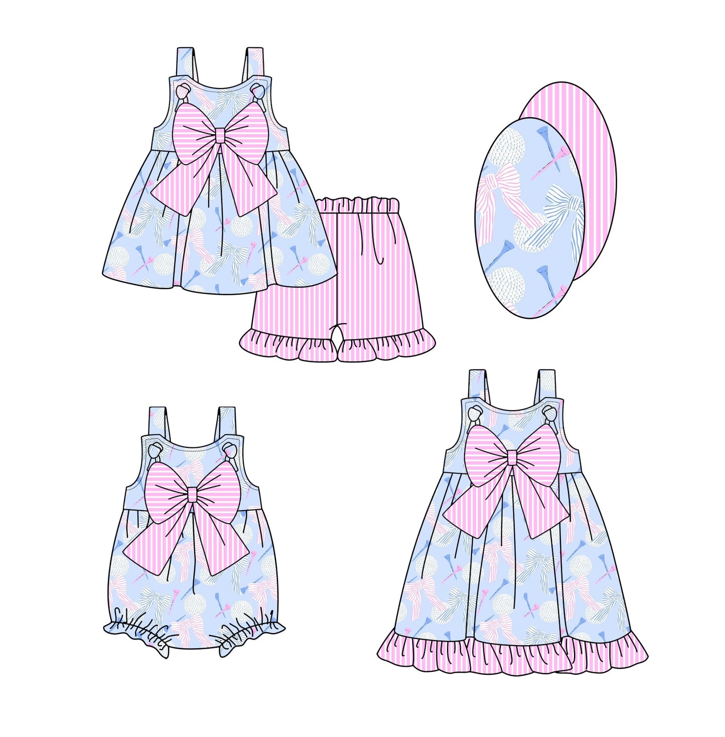 Baby Girl Ball Bows Sibling Romper Dress Set ( Moq 5 Each Style ) 1.9