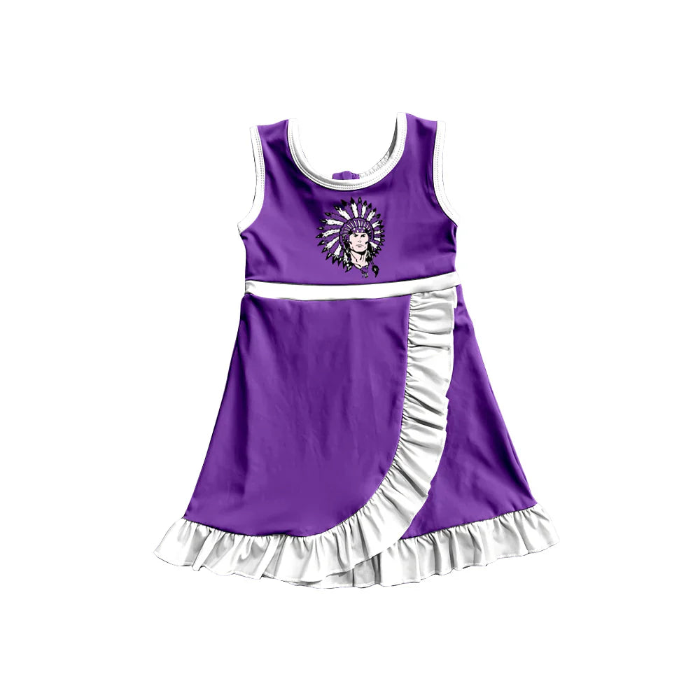 ( Moq 5 Each Style ) Sibling Baby Girls Kids Sleeveless Purple Shorts Ruffle Dress Team Clothes