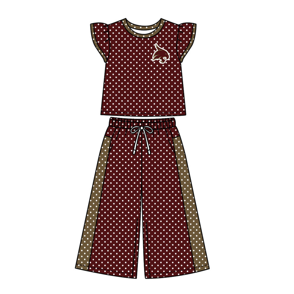 ( Moq 5 ) Baby Girls Kids Short Sleeves Shirt Pants Team Set Clothes