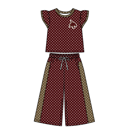 ( Moq 5 ) Baby Girls Kids Short Sleeves Shirt Pants Team Set Clothes