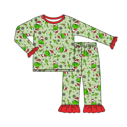 Baby Girl Toddler Long Sleeves Christmas Frog Shirt Light Pants Pajamas Set