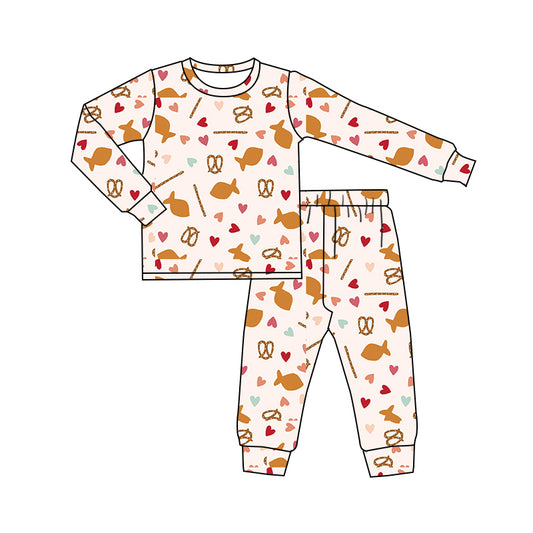 Baby Girl Long Sleeves Fish Hearts Shirt Pants Pajamas Set