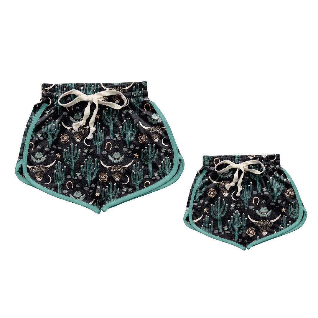 Baby Girl Adult Women Western Cow Cactus Sibling Bottoms Shorts ( Moq 5 Each Style ) 3.1