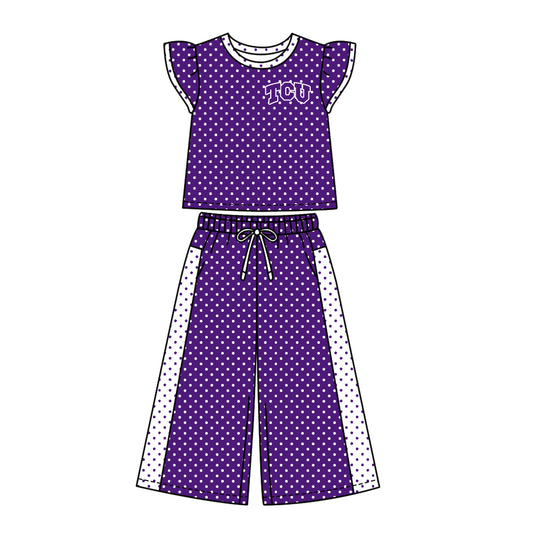 ( Moq 5 ) Baby Girls Kids Short Sleeves Shirt Pants Team Set Clothes