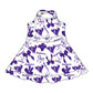 ( Moq 5 each style ) Baby Boy Girl Team Cheer Sibling Shirt Purple Bows Dress Set 8.11